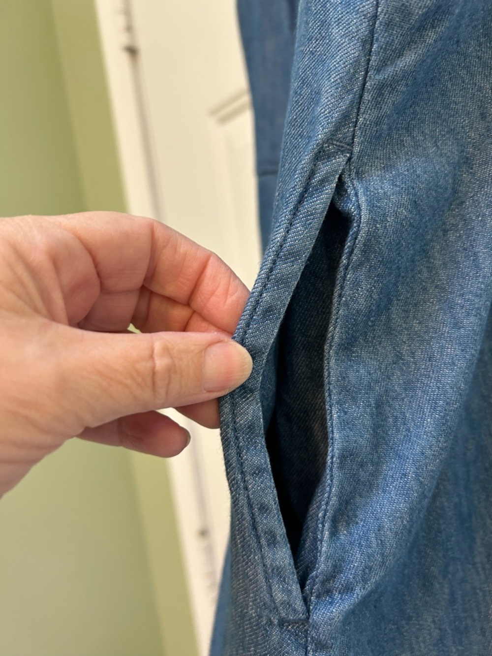 Old Navy Blue Denim Mini Slip Dress SP - Picture 4 of 9